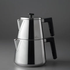 Jumbo Dynamic Steel Theepot RVS - 2-delig - Inductie - 1L + 1,9L - Turkse Theeketel