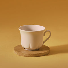 Karaca Koffiekopjes Set 6 Personen – 90 ml – Met Bamboe Dienblad – Porselein – Koffieset Compleet
