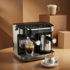 Karaca Hatir Perfetto - Espresso- en Turkse Koffiemachine INOX – 20 Bar – 1900W – Melkopschuimer – 1.8L Waterreservoir