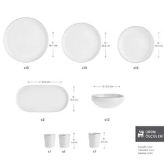 Karaca Stream Saturn - 53-Delige Serviesset voor 12 Personen – Platin – New Bone