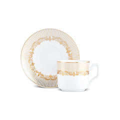 Karaca Vildan - Koffiekopjesset - 6 Personen - 12-delig - Porselein - 100 ml - Inclusief Schotels - Turks Koffieservies