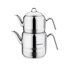 Korkmaz A114 Largo - RVS Theepotset – Geschikt voor Inductie – Metaal - 4,2 L + 2,3 L