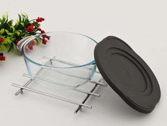 Pasabahce Borcam - Bake & Keep – Ronde Glazen Ovenschaal met Zwarte Deksel – 1,45 Liter – Hittebestendig Glas