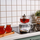 Karaca X Refika - Glazen Theepot Set – 600 ml Theepot & 1500 ml Waterkoker – Transparant Glas