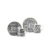 Karaca Zebra - Kopjes met Schotels - Set van 2 - 4-Delig
