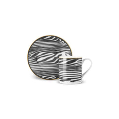 Karaca Zebra - Kopjes met Schotels - Set van 2 - 4-Delig