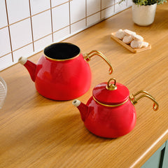 Karaca Retro - Emaye Theepot - Rood - 2300 ml