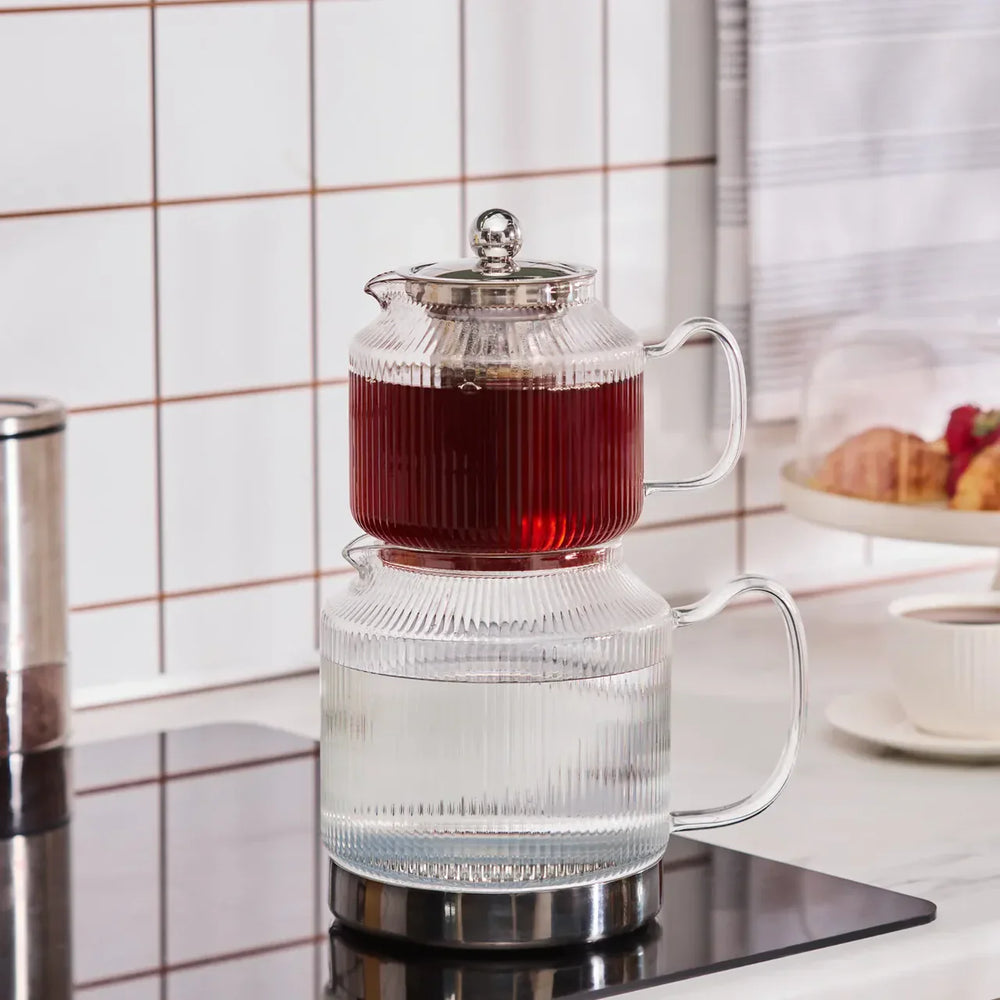 Karaca Kelly XL - Glazen Theepot - Borosilicaatglas - 2000 ml - Geschikt Voor alle Warmtebronnen