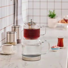 Karaca Kelly XL - Glazen Theepot - Borosilicaatglas - 2000 ml - Geschikt Voor alle Warmtebronnen