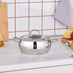 Karaca Emirgan - Roestvrijstalen Pan - met Deksel - 18cm - Zilver