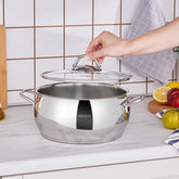 Karaca Emirgan - Roestvrijstalen Kookpan met Deksel - 24 cm - Zilver