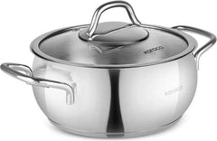 Karaca Emirgan - Roestvrijstalen Kookpan met Deksel - 24 cm - Zilver