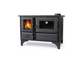 S105M Sabah Luxe Open Haard Kachel + Oven Met Thermometer - Gietijzer – Houtkachels- Houthaarden -Mat Zwart – 12,65 KW- Buiten Stalen Open Haard – Inclusief Kachelpijpen ,Bakplaat, Ovengrill, Haak en Schraper