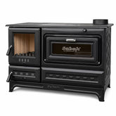 S12C Bakstenen Houtkachel met Glas: Hout- en Koolkachel met Bakstenen en Gietijzeren Binnenwerk - 7.99 KW Inclusief Bakplaat, Haak en Schraper