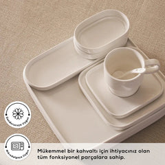 Karaca Stream Bone Cubique - 35-delige Ontbijtset - 6 Persoons - Porselein
