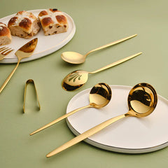 Karaca Orion - Shiny Gold - 7-delige Servies Set - Glanzend Goud - RVS