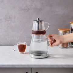 Karaca Keops Glazen Theepot - 1500 ml - Hittebestendig Borosilicaat Glas - Elegant Design