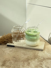 Ekselans - Geribbelde Drinkglazen - 640 ml - Set van 2 - Glas