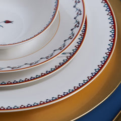 Karaca Nakkas - 24-delige Porseleinen Serviesset - 6 Persoons – Uniek Design – Porselein