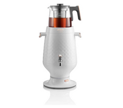 Arzum Ehlikeyf Samovar AR3083-0200 | Wit - Turkse Theemachine - 3.5 + 1.2 liter - Led-indicator - 2200 W
