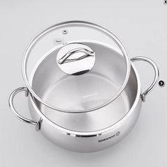 Korkmaz A1072 Tombik - Kookpan – 18x10 cm – 2,5 Liter – RVS – Inductie Geschikt – Solar Base – Met Glazen Deksel