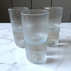 Ekselans - Geribbelde Waterglazen – Set van 6 – 300 ml - Glas - Drinkglazen