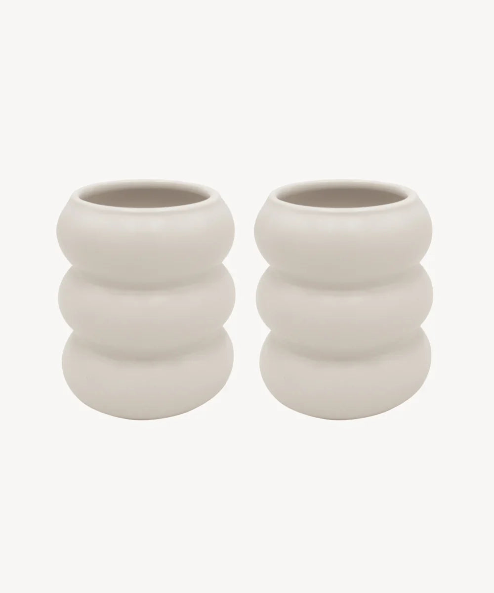 Wave Bubble Z-119 - Keramiek Mok – 400 ml - Set van 2 - Mat Beige - Handgemaakt - Koffie bekers