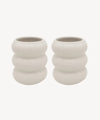 Wave Bubble Z-119 - Keramiek Mok – 400 ml - Set van 2 - Mat Beige - Handgemaakt - Koffie bekers