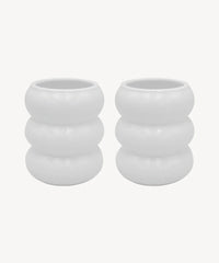 Wave Bubble Z-121 – Keramiek Mok – 400 ml – Set van 2 – Glans Wit – Handgemaakt – Koffie bekers