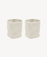 Keramieken Diamond Mok - Z-116 – 290 ml - Handgemaakt - Set van 2 - Beige - Geaffecteerd Design - Hittebestendig