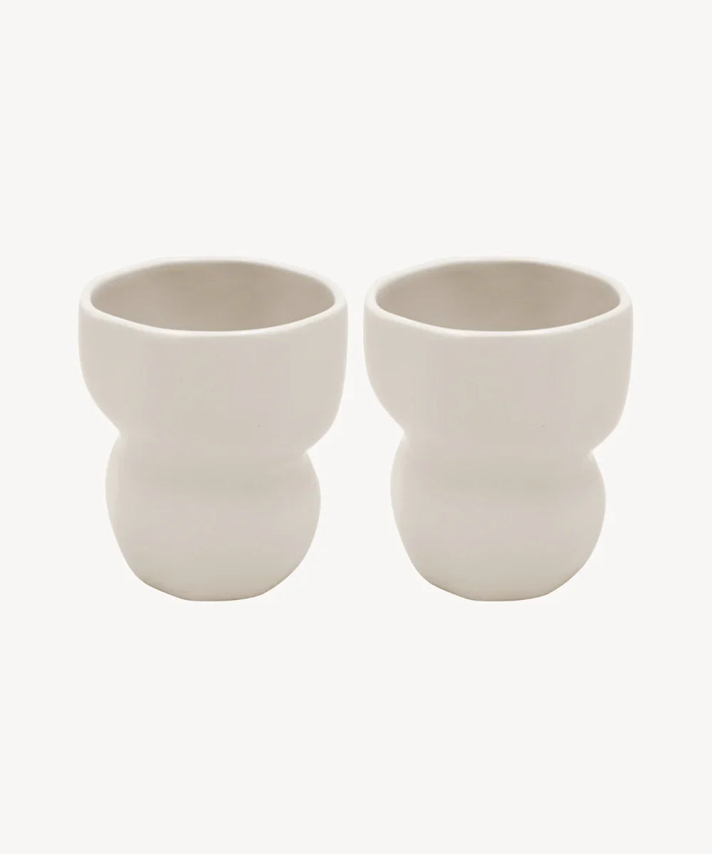 Keramieken Organic Mokken – Set van 2 - 400 ml - Beige - Handgemaakt - Hittebestendig