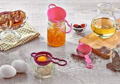 Q-Lux - Trio Bakaccessoire Set – Mini Zeef, Eierscheider en Trechter