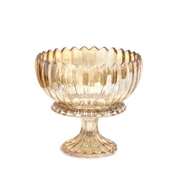 Bavary Lotus - Glazen Serveerset met Voet – Amber – 4-Delige Set