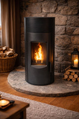 TP-08 Air Pelletkachel – Zwart – 10 kW – 15 kg Inhoud – Ø80 mm Rookgasafvoer – 91,6% Rendement – 128 kg