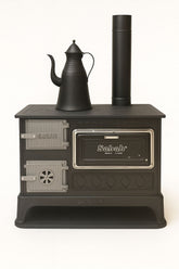 Sabah S09 Houtkachel – 8–10 kW – Vuurklei & Gietijzer – Verwarmt 70–80 m² – 130 mm