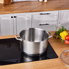 Karaca Elite - RVS Inductie Soeppan met Deksel – 30 cm – Zilver – Geschikt voor Inductie – Duurzaam Roestvrij Staal