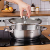 Karaca Elite - RVS Inductie Lage Casserole met Deksel – 24 cm – Zilver – Geschikt voor Inductie