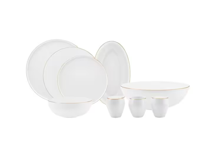 Karaca Streamline Meridian Gold - Servieset 59-Delig – 12 Personen – Luxe Dinerset