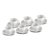 Karaca Bell - Porseleinen Koffiekopset met Onderzetters – 6 Personen – 90 ml