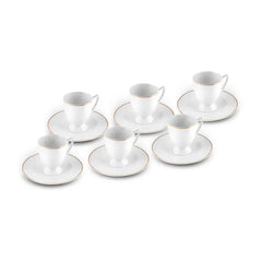 Karaca Boyoz - Porseleienen Koffiekopset – 12-delig – 6 Personen – 85 ml – Wit Goud