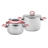 Karaca Perfect Pink Snelkookpan Set 4 + 6 Liter – Drukpan Set met Veiligheidssysteem