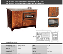 S05 GENİŞ FIRINLI KOVALI KUZİNE (ALTTAN HAVALI) | S05 Kuzine Kachel met Oven en Aslade – Breed Houtfornuis- Onderste Luchtstroom Kachel - 47 kg - Inclusief Emmers, Grillrooster en Bakplaat