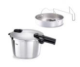 Fissler Vitaquick Snelkookpan - met Stoominzet en Driepoot - 8 L - Ø 26 cm