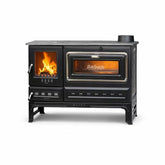 S11UC Sabah Open Haard Met Oven –Kuzine - Houtkachels Op Voet – Gietijzer Haardkachel- Mat Zwart – 7,99 KW – Inclusief Haak en Schraper