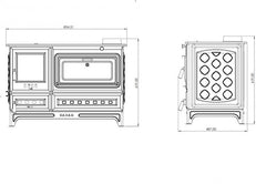 S11UC Sabah Open Haard Met Oven –Kuzine - Houtkachels Op Voet – Gietijzer Haardkachel- Mat Zwart – 7,99 KW – Inclusief Haak en Schraper