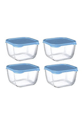Paşabahçe Snowbox 53223 - Vershoudbakjes - Set van 4 - Blauw
