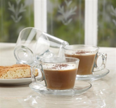 Paşabahçe Vela - Set Espresso kopjes + Schoteltjes - 80 ml - Set van 6