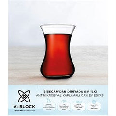 Paşabahçe V-Block - Antibacteri‘le Turkse Theeglazen - Set van 6