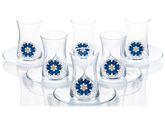 Paşabahçe Atlas - Turkse Theeglazen Met Onderzetters - Set van 6