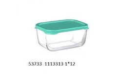 Paşabahçe Snowbox - Glazen Vershoudbak Met Groene Deksel - Set van 2 - 420 ML